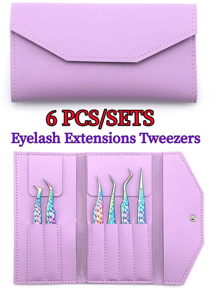 Isolation Tweezer Curved - ชุดแหนบต่อขนตา 6 ชิ้น แบบโค้ง สำหรับแยกขนตา ต่อขนตาแบบวอลลุ่ม