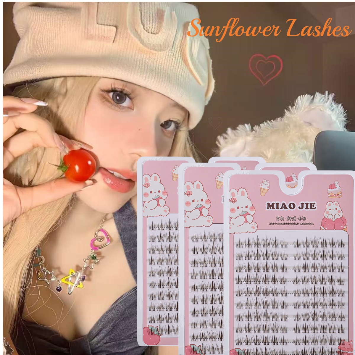 Eyelash Extension In Chinese - MIAOJIE สีน้ําตาลดอกทานตะวันขนตาปลอมสีดําธรรมชาติ Manga Lashes อะนิเมะขนตาขนาดใหญ่ความจุ Eyelashes