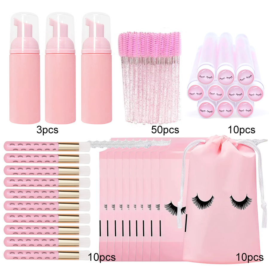 Eyelash Extension Aftercare - 83PCS Lash ขวดแชมพูชุดแปรงสําหรับ Lash EXTENSION แปรงขนตานุ่ม,ขวดปั๊มโฟม,