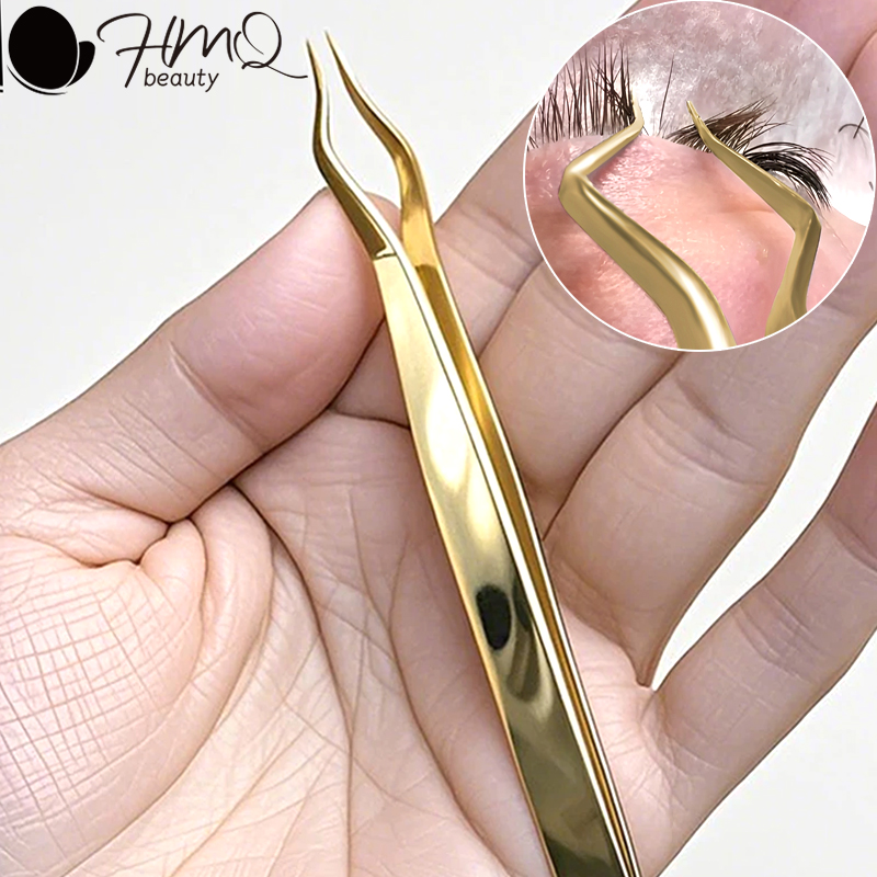 Isolation Tweezer Curved - 5/1pcs ใหม่สแตนเลสสตีลแยกแหนบสําหรับ Eyelash EXTENSION ความแม่นยําสูงทองโค้งตรงขนตาพัดลม Tweezer