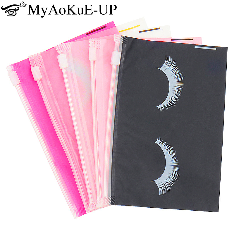 Eyelash Extension Aftercare - 10pcs Eyelash Aftercare กระเป๋าซิปเครื่องสําอางค์แต่งหน้ากระเป๋าเครื่องสําอางค์เครื่องมือความงามบรรจุภัณฑ์ Lash EXTENSION