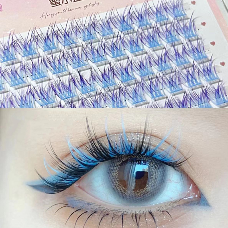 Eyelash Extension Single Lash - ขนตาปลอมสีน้ำผึ้งแบบกลุ่มเดี่ยว หนาเป็นธรรมชาติ สไตล์หางปลา สำหรับงานเทศกาล คอสเพลย์