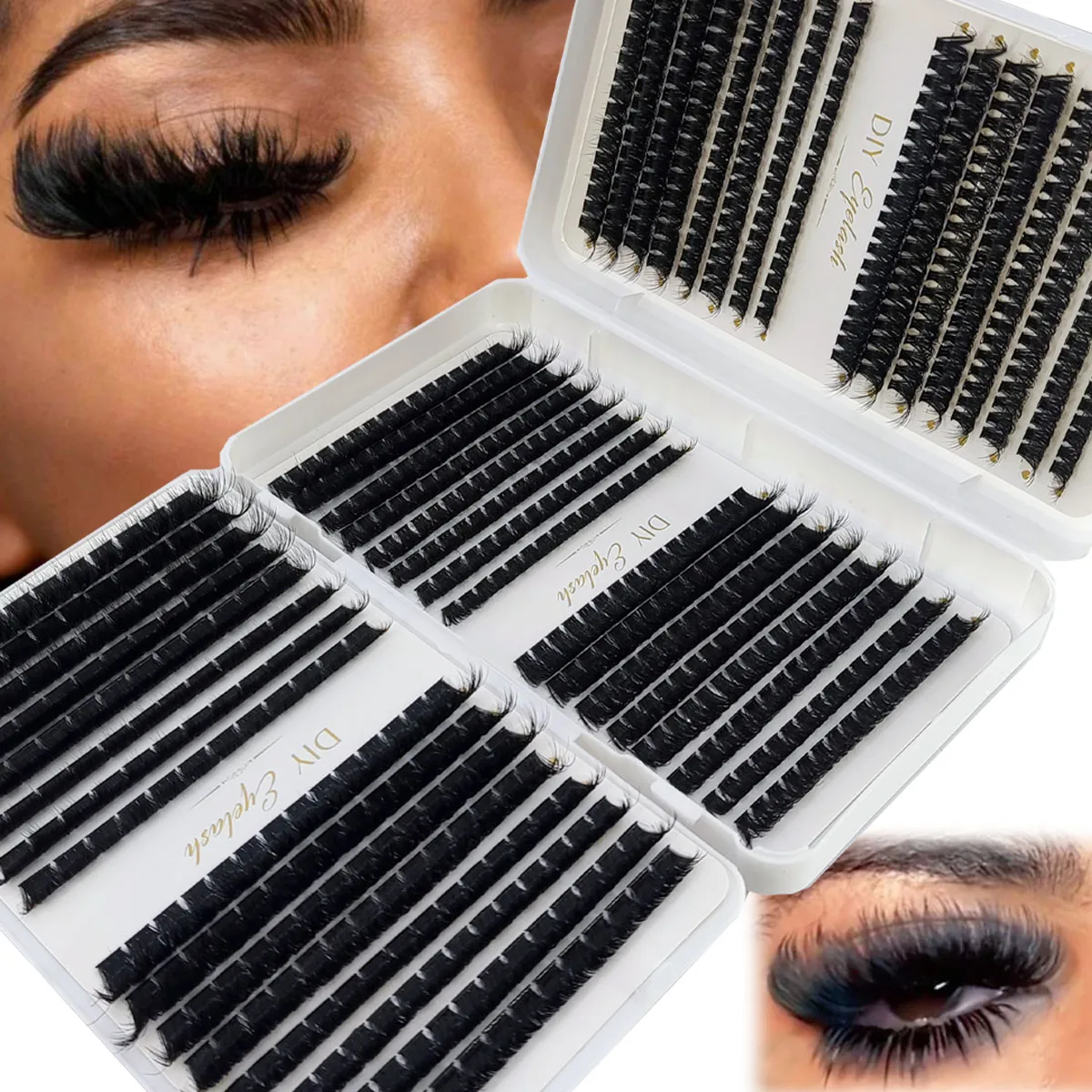 Eyelash Extension Single Lash - HBZGTLAD 200D-60D ขนตาแบบกลุ่มปลายแหลมและปลายโค้ง 5D ขนตาแบบกลุ่มฟูฟ่องสไตล์มังงะ ขนตาแบบกลุ่มเดี่ยวสำหรับต่อขนตา