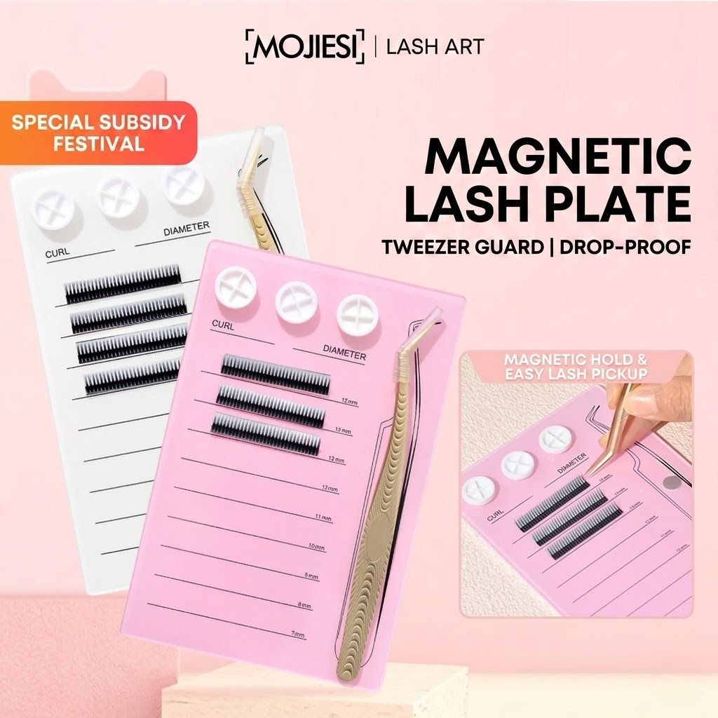 Lash Tray Organizer - ถาดแม่เหล็กสำหรับต่อขนตาและแผ่นวางกาวอะคริลิก, ถาดจัดระเบียบขนตาแบบพัด