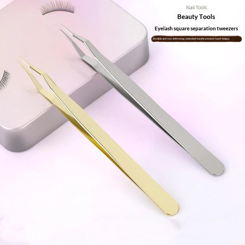 Eyelash Extension Home Service - แหนบต่อขนตาสแตนเลส 1 ชุด ด้ามยาวกันลื่น ปลายแหลมพิเศษ สำหรับใช้ในร้านเสริมสวยและที่บ้าน