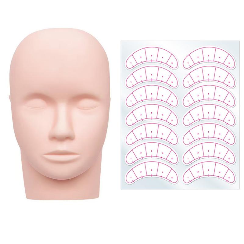 Lash Mapping Sticker - หัวฝึกซ้อม 1 ชิ้น และสติกเกอร์ติดขนตา 10 แผ่น