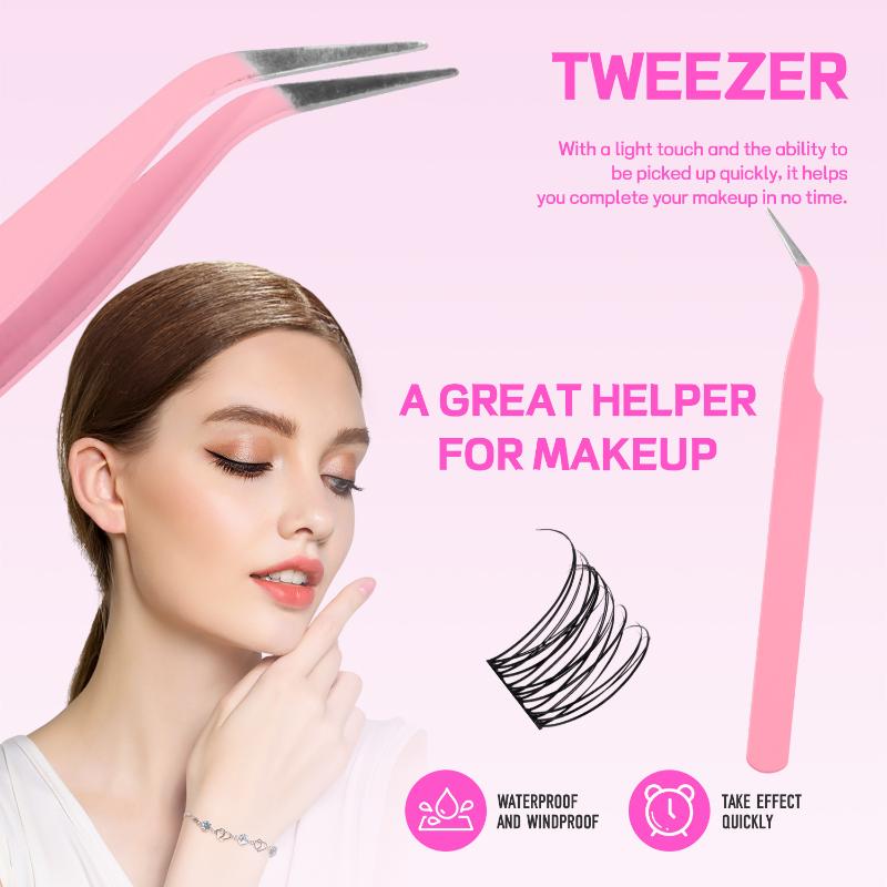 Eyelash Extension Is Safe - ชุดต่อขนตา DIY สุดหรู สำหรับขนตาแบบเป็นช่อหนา พร้อมแหนบ ปลอดภัยสำหรับผู้มีดวงตาบอบบาง
