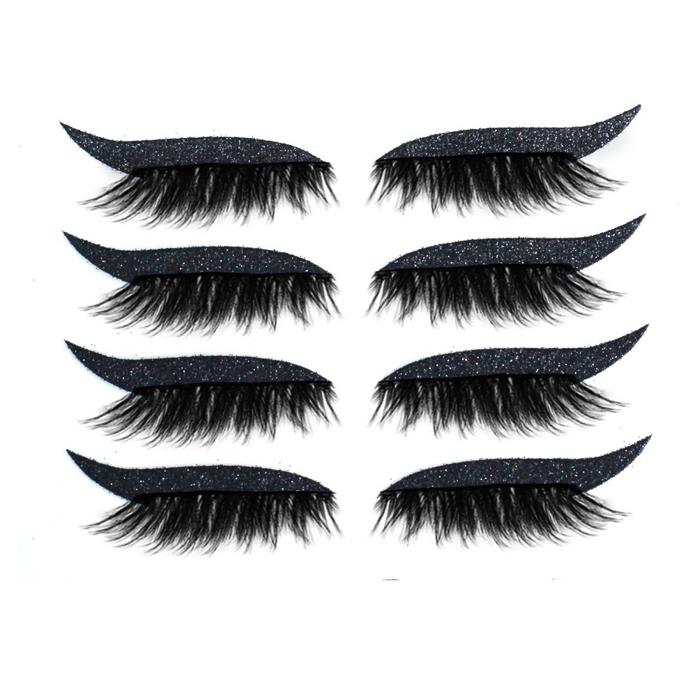Lash Mapping Sticker - 4 คู่แพทช์ขนตาอายแชโดว์แบบขี้เกียจมีกาวในตัวพร้อมอายไลเนอร์สติกเกอร์แต่งหน้ากันน้ำสติกเกอร์ขนตาปลอมแบบใช้ซ้ำได้