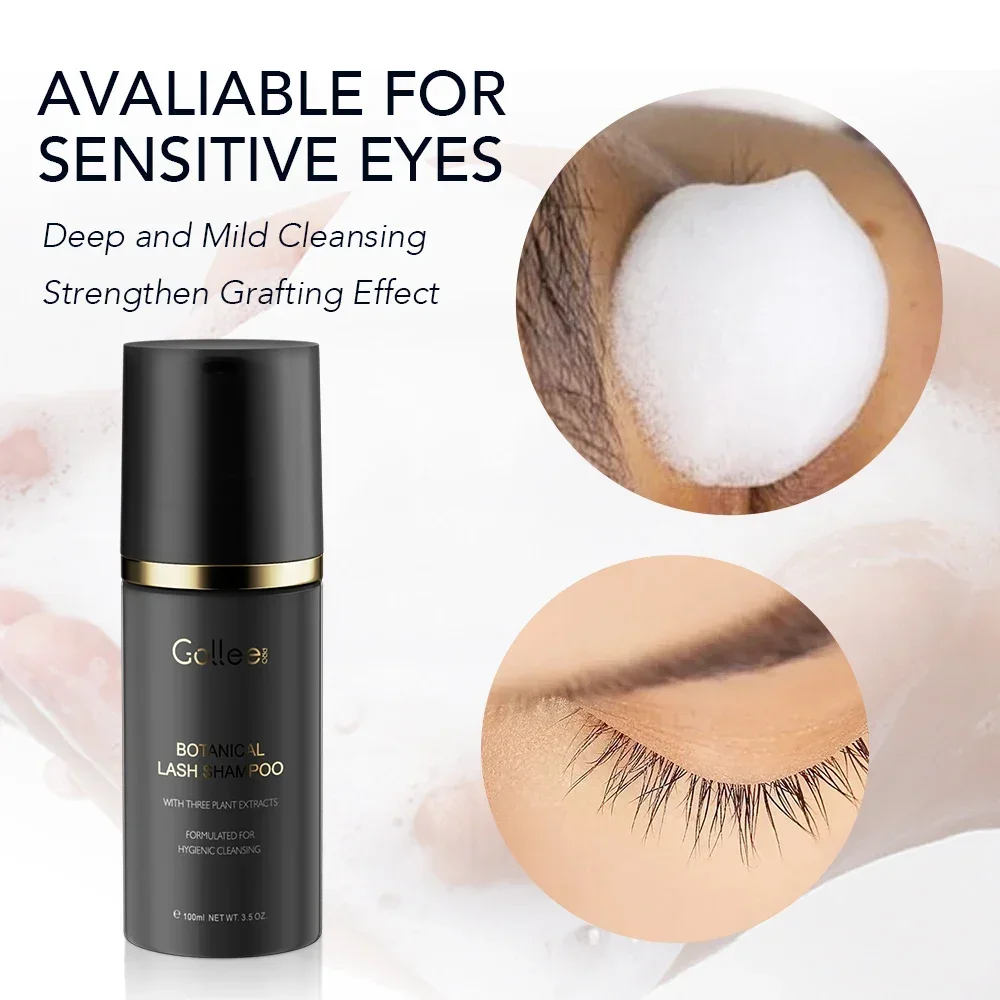 Eyelash Extension Wash Kit - Gollee 100ml ทําความสะอาดมูสก่อนต่อขนตาโฟมทําความสะอาดอ่อนโยนไม่มีการกระตุ้นแชมพูแต่งหน้าทําความสะอาดขนตากาว