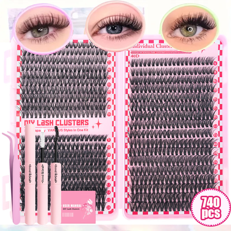 Eyelash Extension Single Lash - 30D40D50D80D DIY Eyelash Extension ชุดแหนบ, กาวและซีลขนตาเดี่ยวแบบใช้ซ้ําได้สําหรับปาร์ตี้เทศกาล