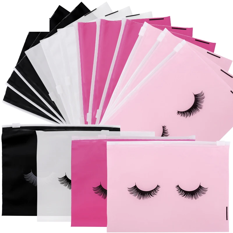 Eyelash Extension Aftercare - 10 ชิ้น Eyelash กระเป๋าเครื่องสําอางที่ว่างเปล่า Aftercare กระเป๋าแต่งหน้าขนตากระเป๋าซิป