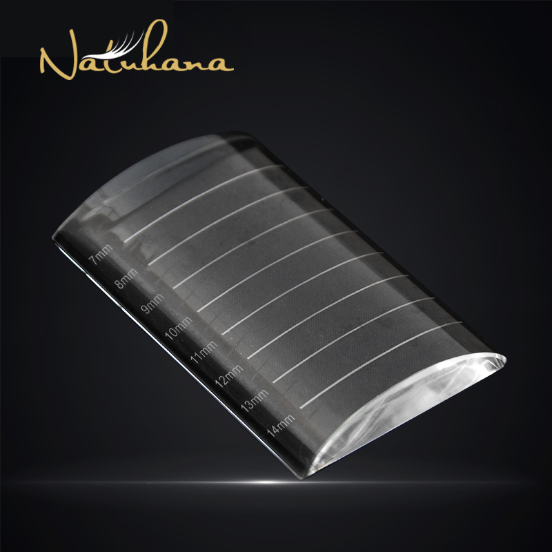 Eyelash Extension Guide - NATUHANA Eyelash EXTENSION พาเลทแก้วคริสตัล U โค้งตรงขาตั้งขนตาปลอมโปร่งใสกาวถาดแต่งหน้าเครื่องมือ
