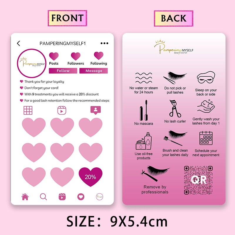 บัตรสะสมคะแนนต่อขนตาปลอม บัตรค - Eyelash Extension Aftercare บทวิจารณ์และราคา
