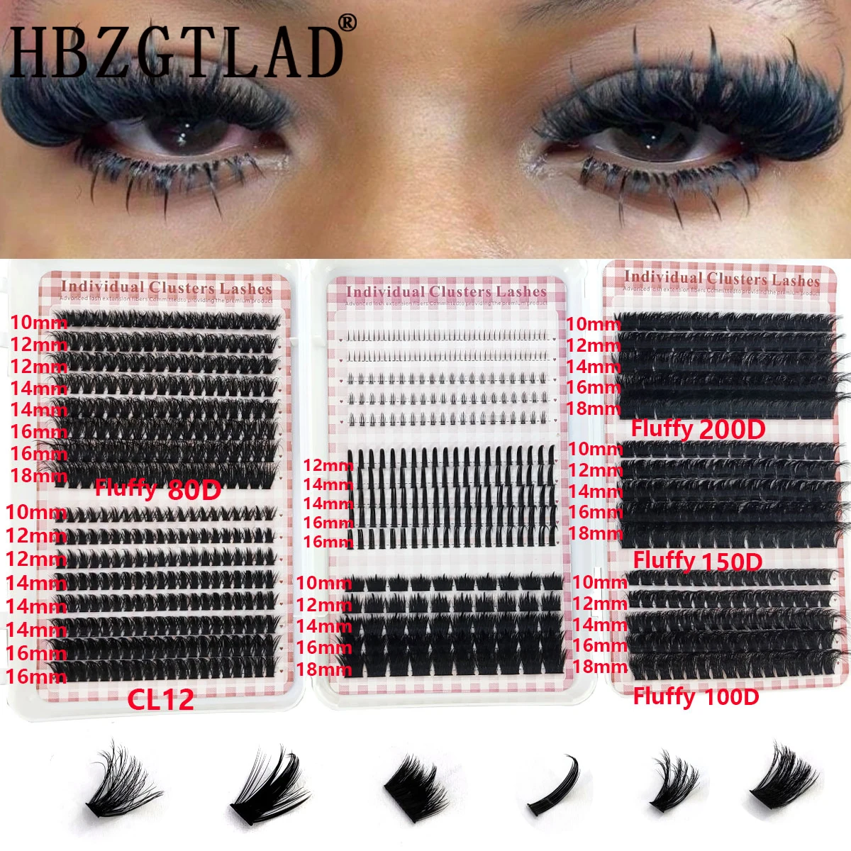 HBZGTLAD 200D-60D ขนตาแบบกลุ่ม - Eyelash Extension Single Lash บทวิจารณ์และราคา